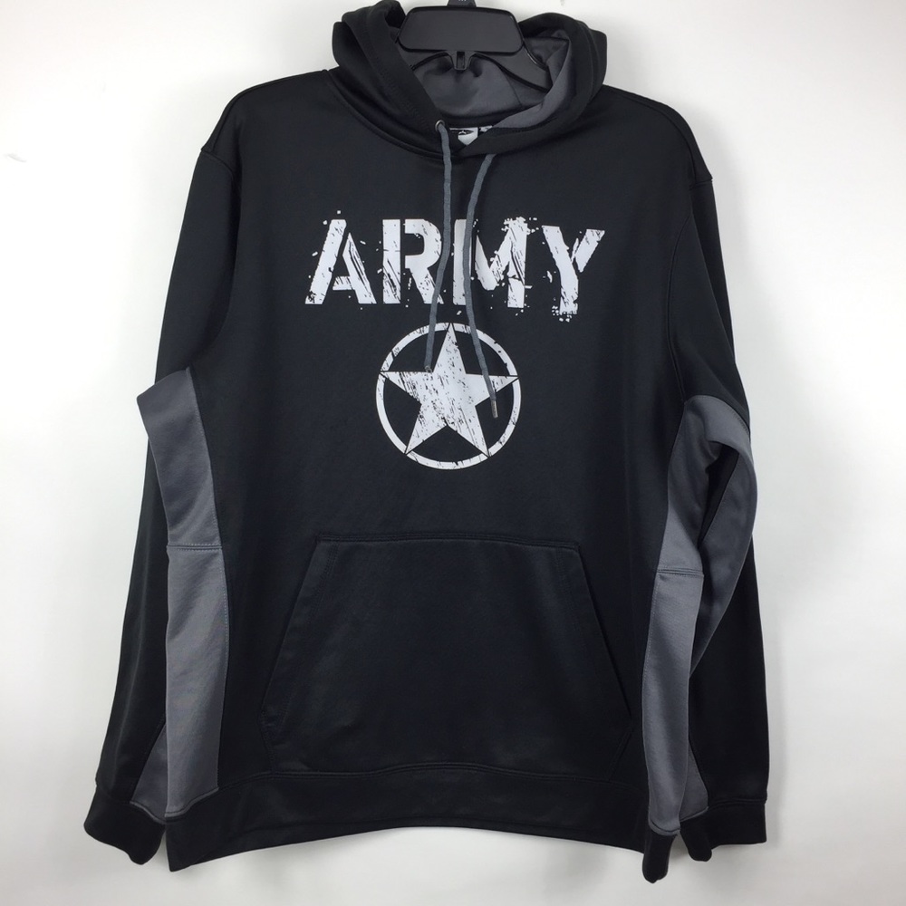 Army Performance Mens Med Black Gray Army Hoodie